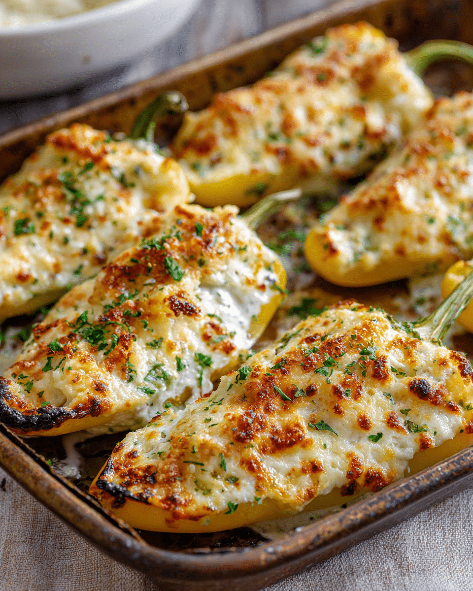 Creamy Stuffed Banana Peppers – Cheesy & Baked