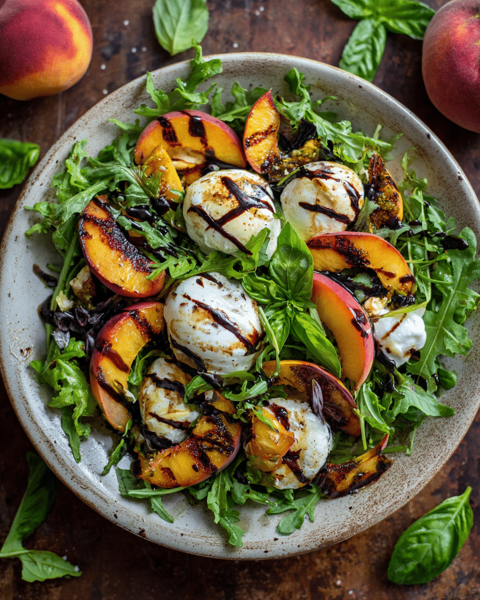 Grilled Peach Burrata Salad