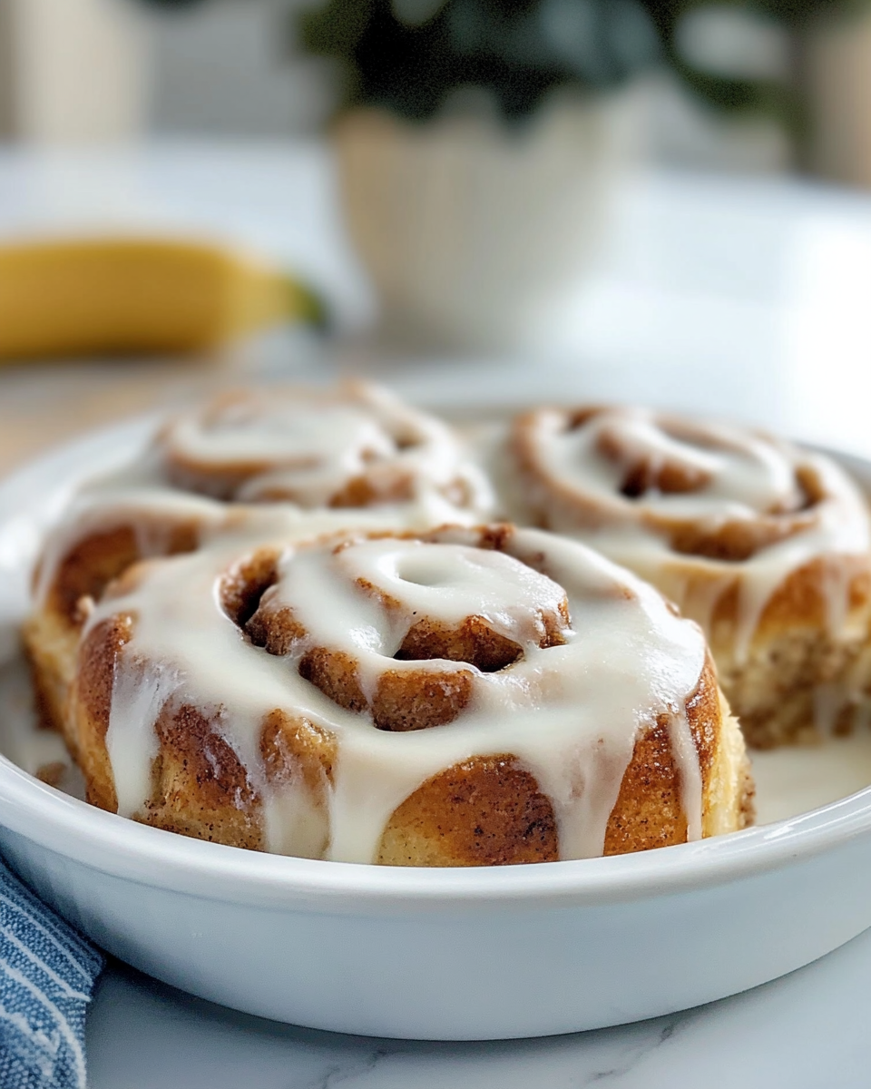 Homemade Banana Bread Cinnamon Rolls with Cream Cheese Frosting