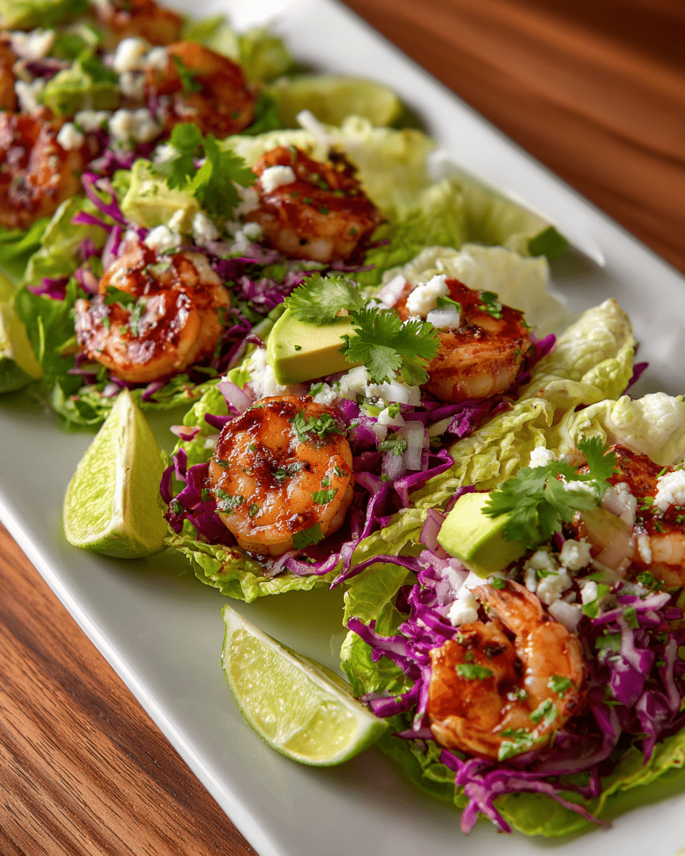 Garlic Lime Shrimp Tacos – Lettuce Wrap Style