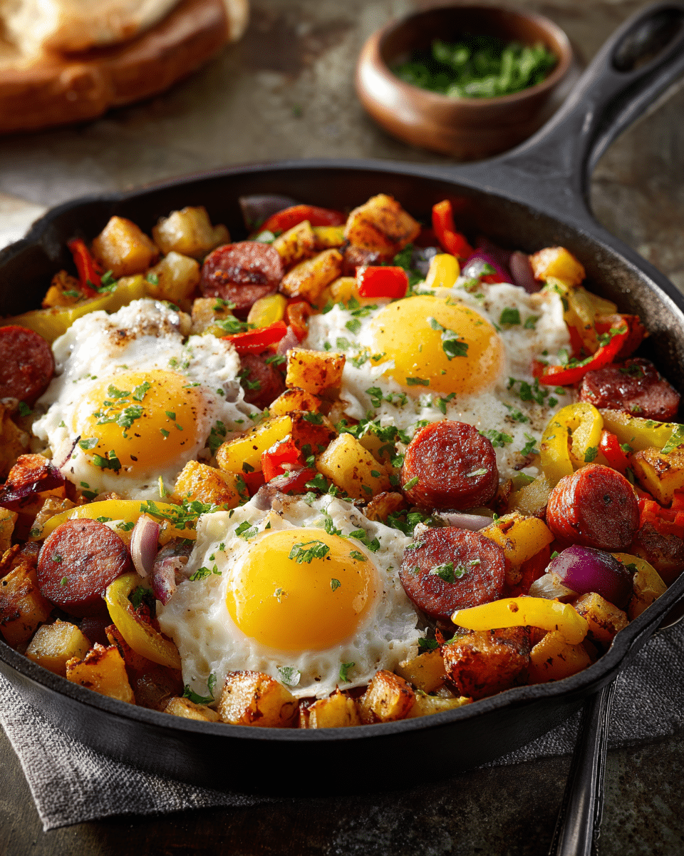 Kielbasa Breakfast Hash with Crispy Potatoes
