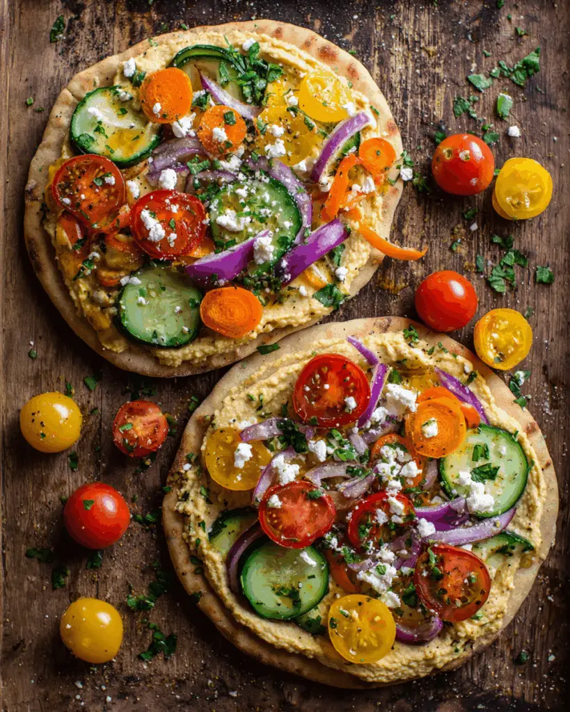 Summer Veggie Flatbread with Hummus