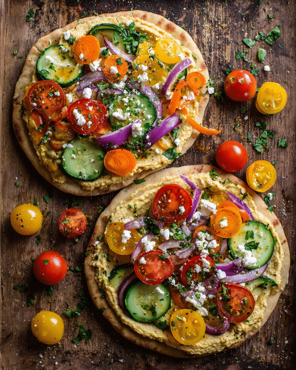 Summer Veggie Flatbread with Hummus