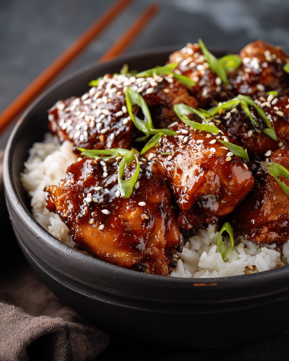 Sticky Teriyaki Chicken Bowls – Crockpot Chicken