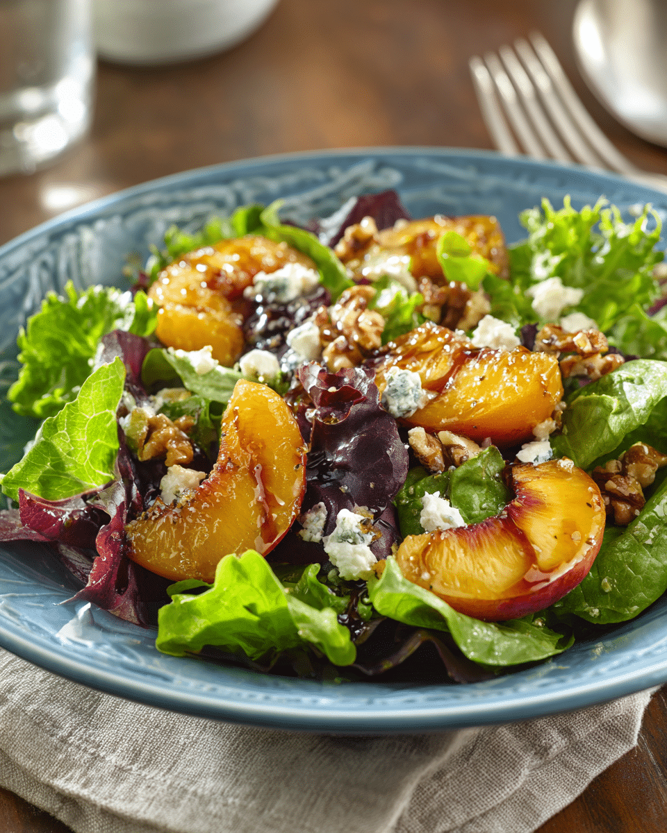 Roasted Peach & Goat Cheese Salad
