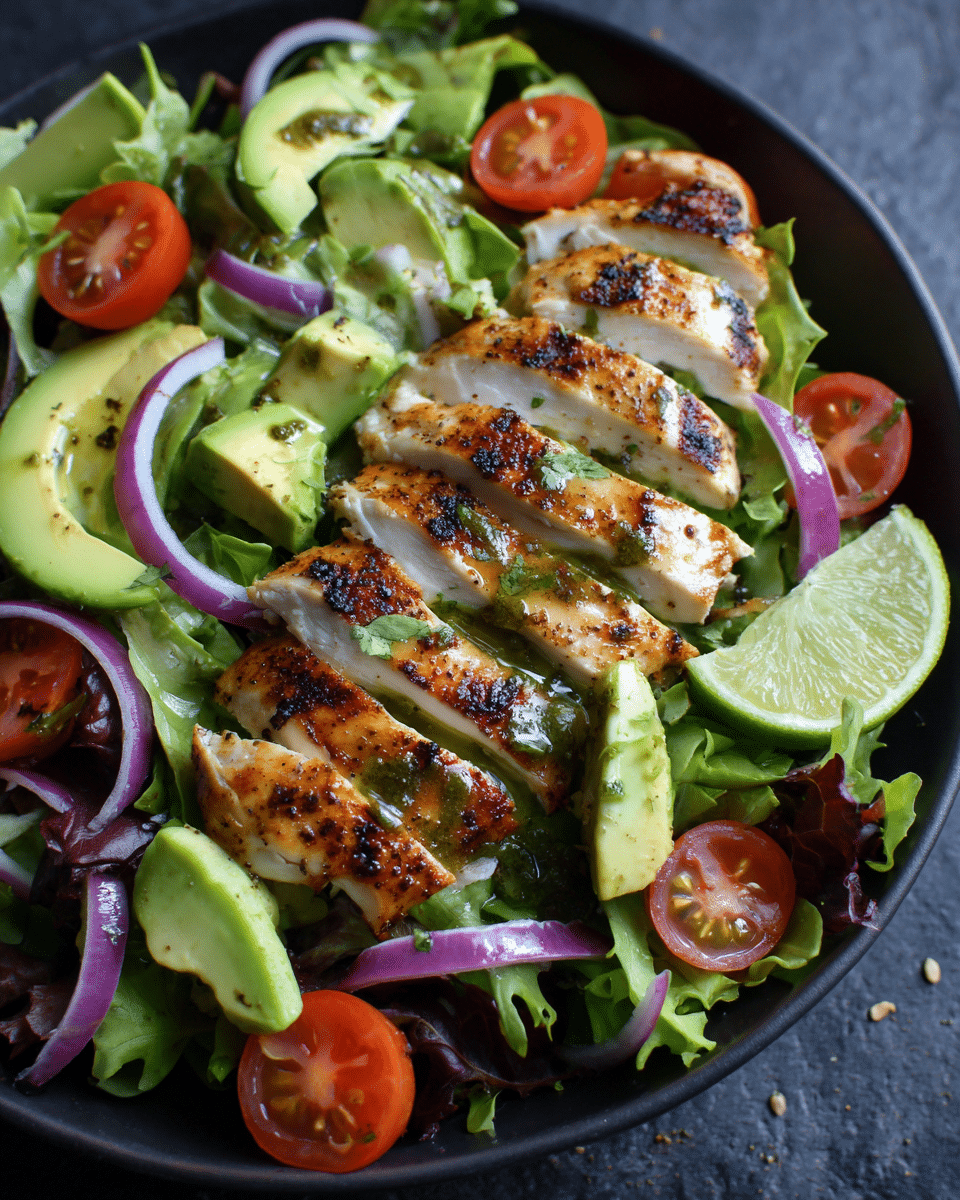 Grilled Chicken Salad with Avocado & Lime Vinaigrette
