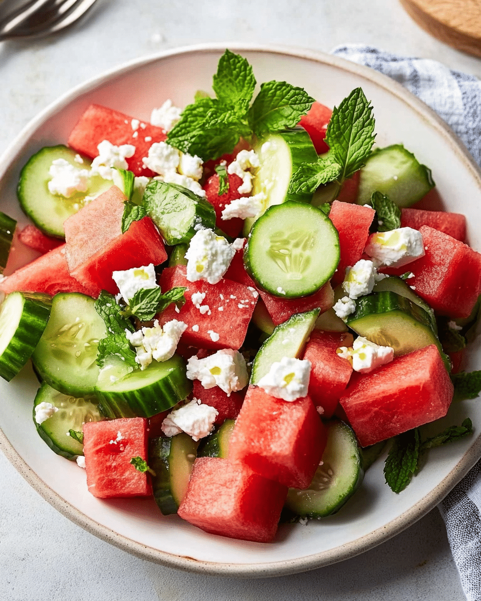 Cucumber Watermelon Feta Salad 2 Cucumber Watermelon Feta Salad
