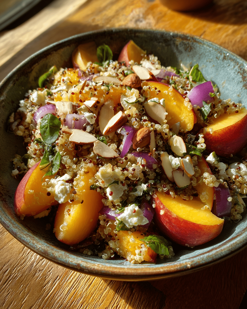 Easy Peach Basil Quinoa Salad