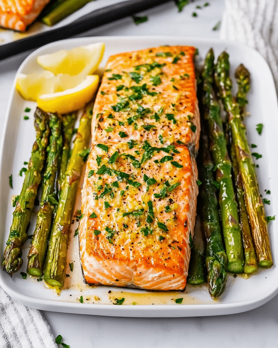 Baked Salmon with Garlic Parmesan Asparagus