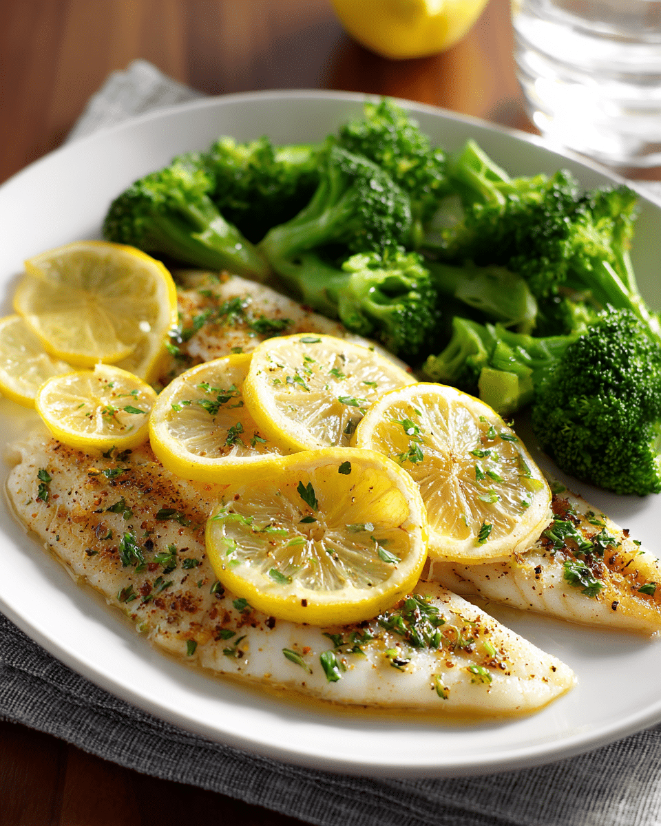 Baked Tilapia with Lemon & Steamed Broccoli