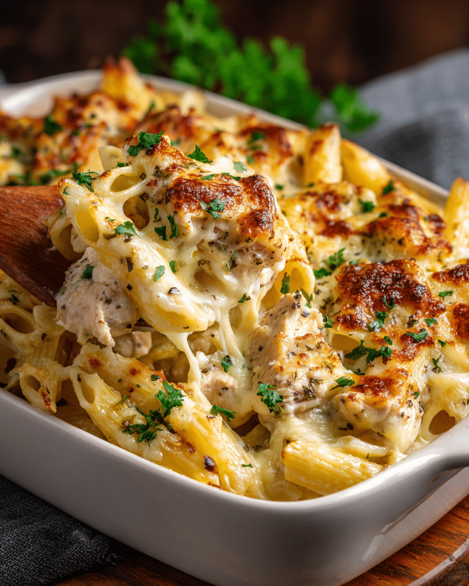 Banana Pepper Chicken Alfredo Bake