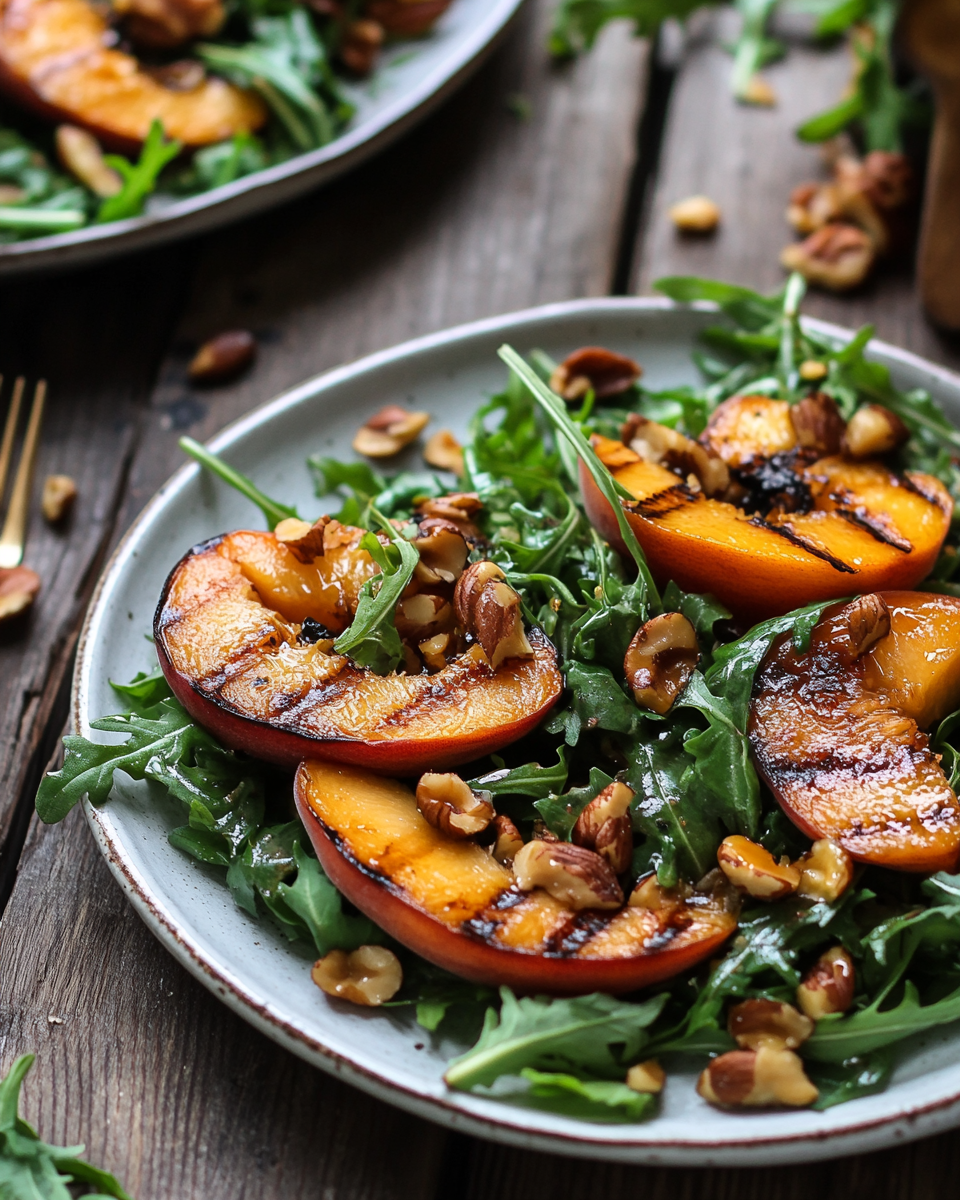 Grilled Peach and Arugula Salad