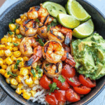 Summer Grilled Shrimp Bowl – Fresh Avocado Corn Salsa