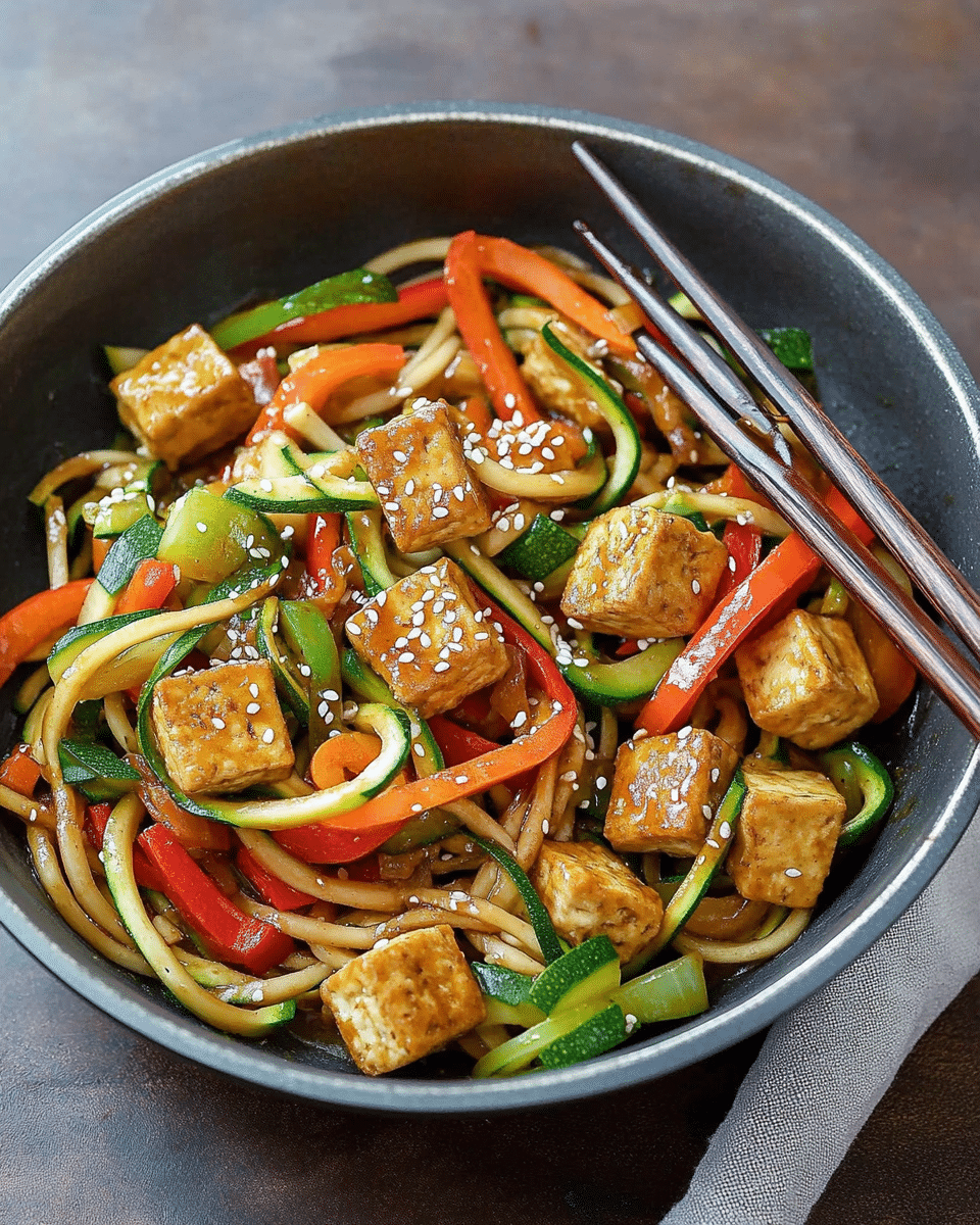 Zucchini Noodle Stir Fry with Tofu