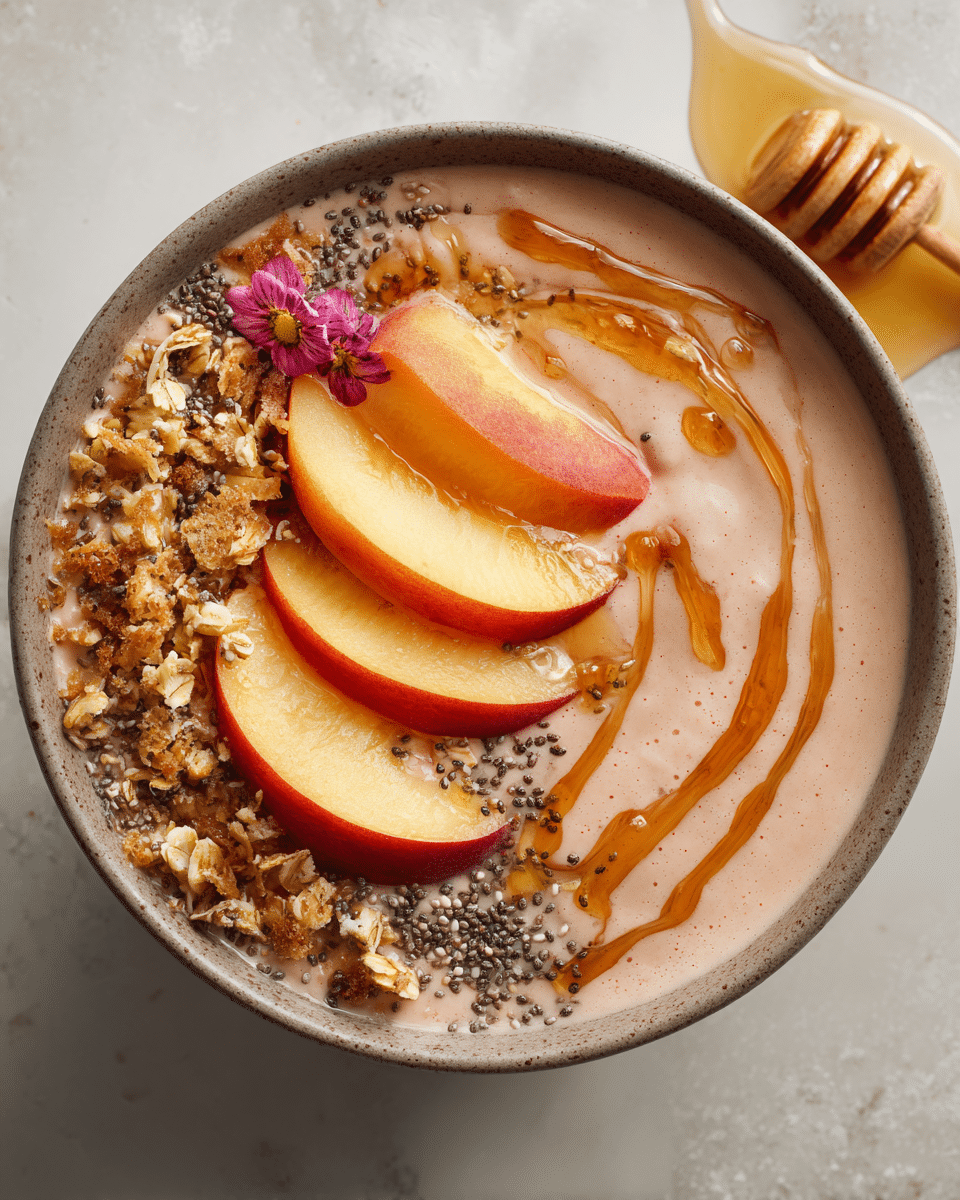 Easy Peach Cobbler Smoothie Bowl