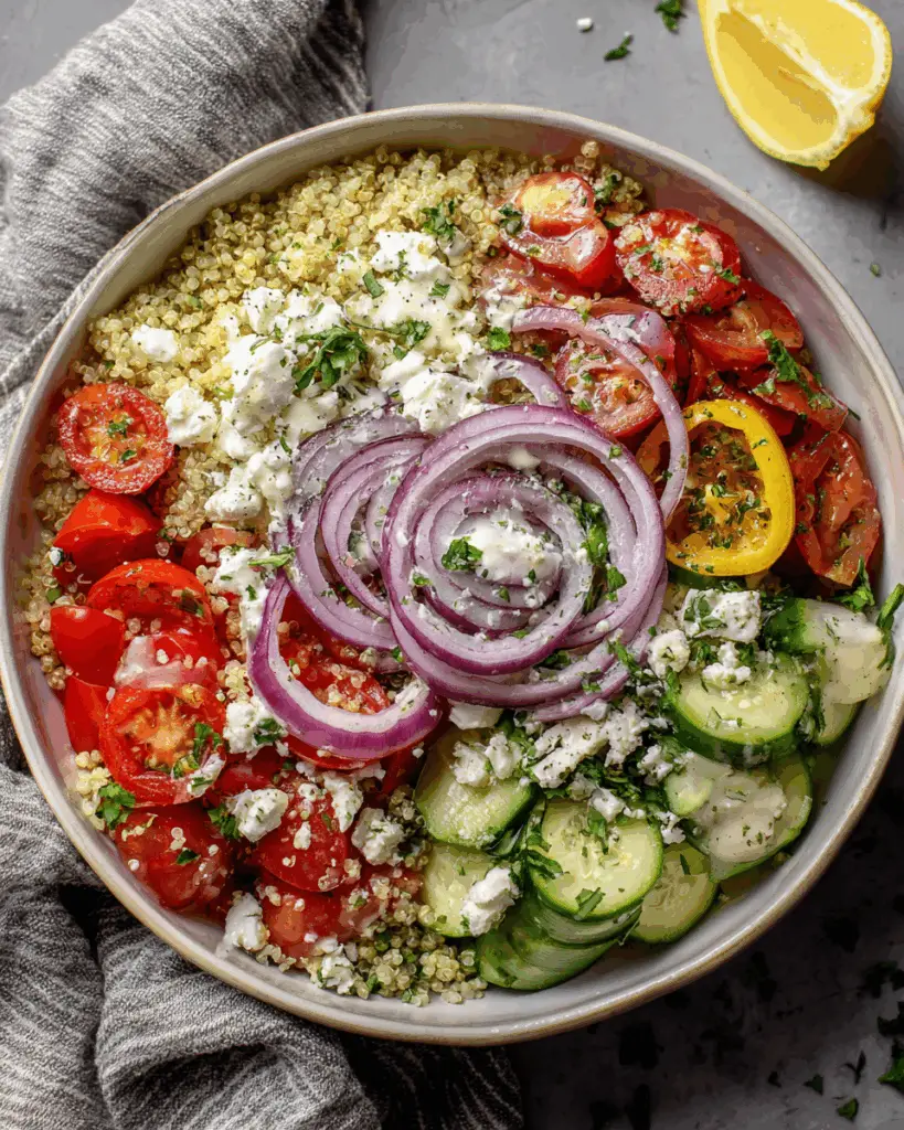 Cucumber Quinoa Feta Bowls