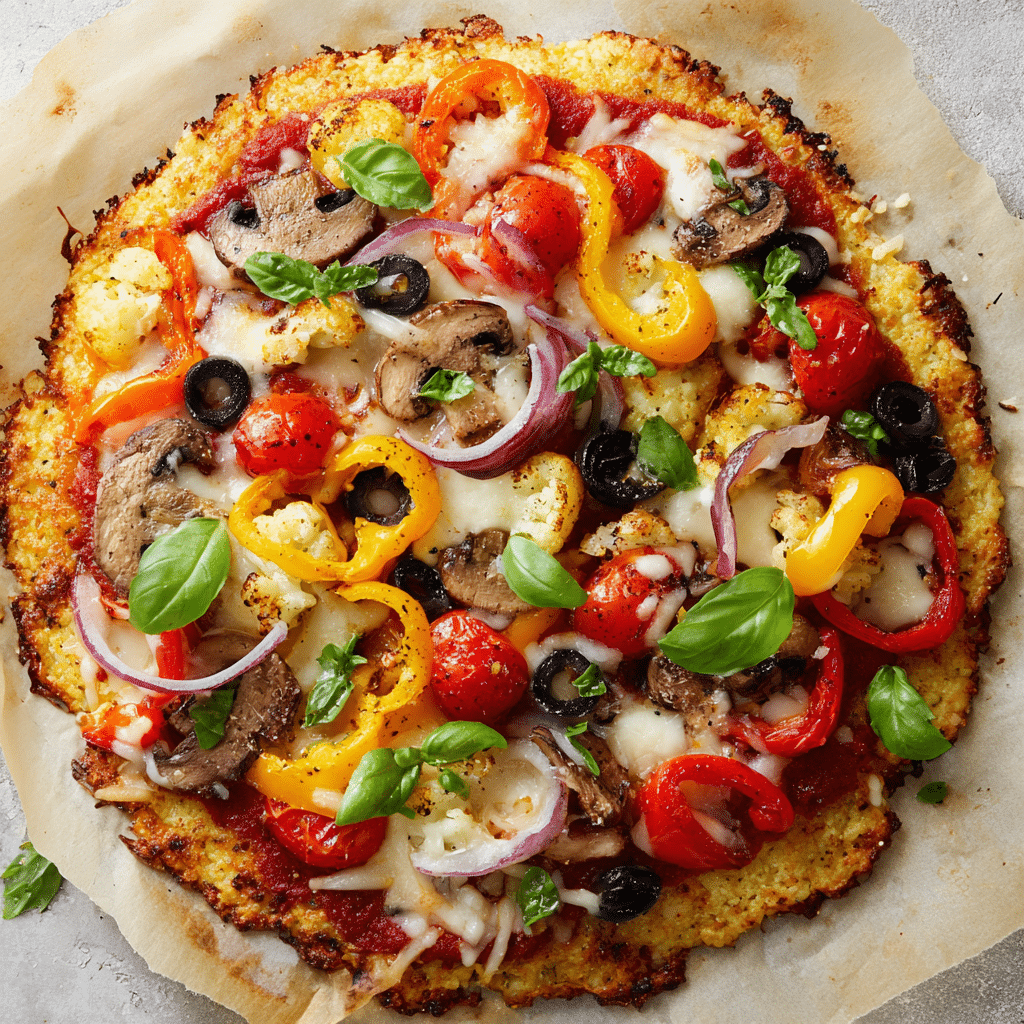 Cauliflower Crust Pizza with Veggies