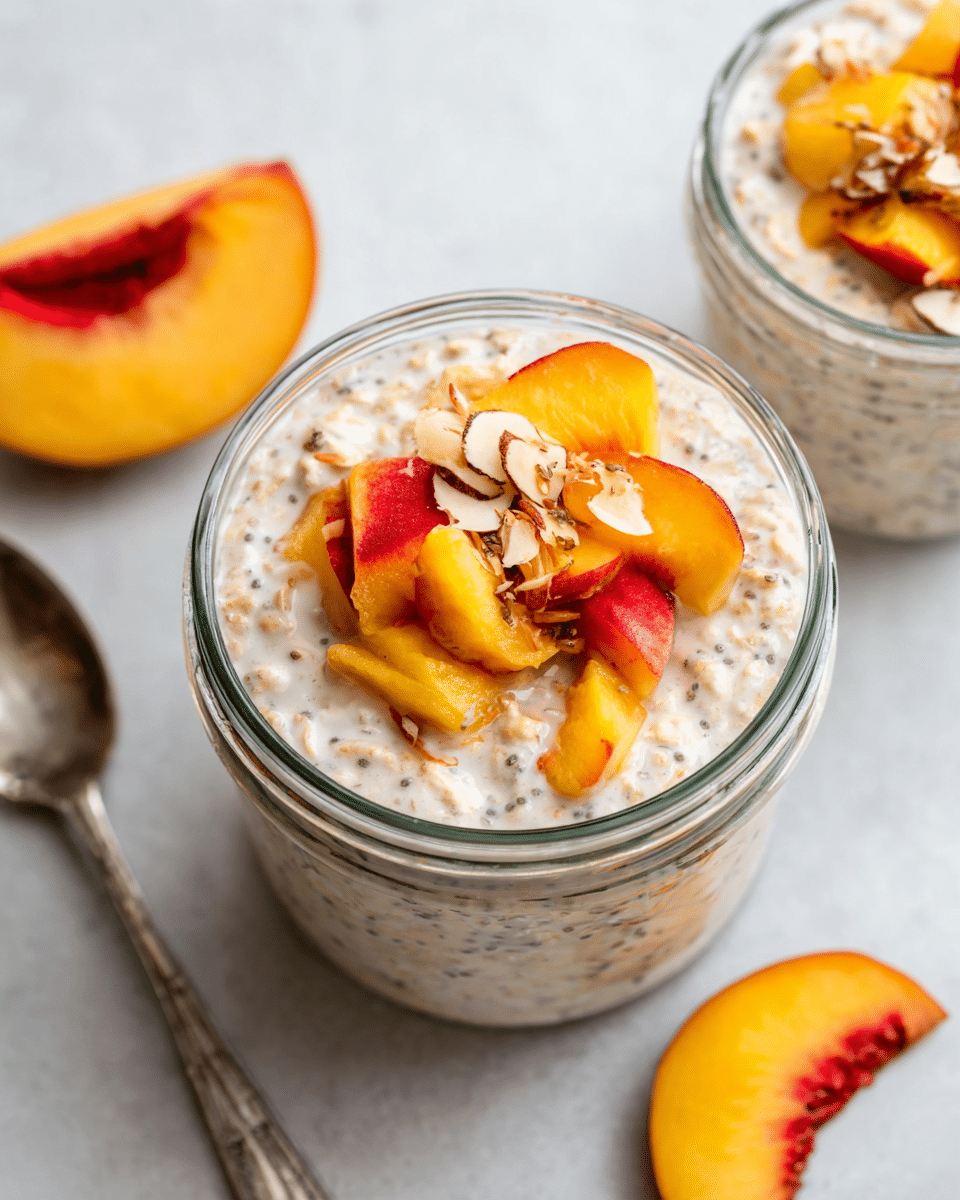 Easy Peaches and Cream Overnight Oats