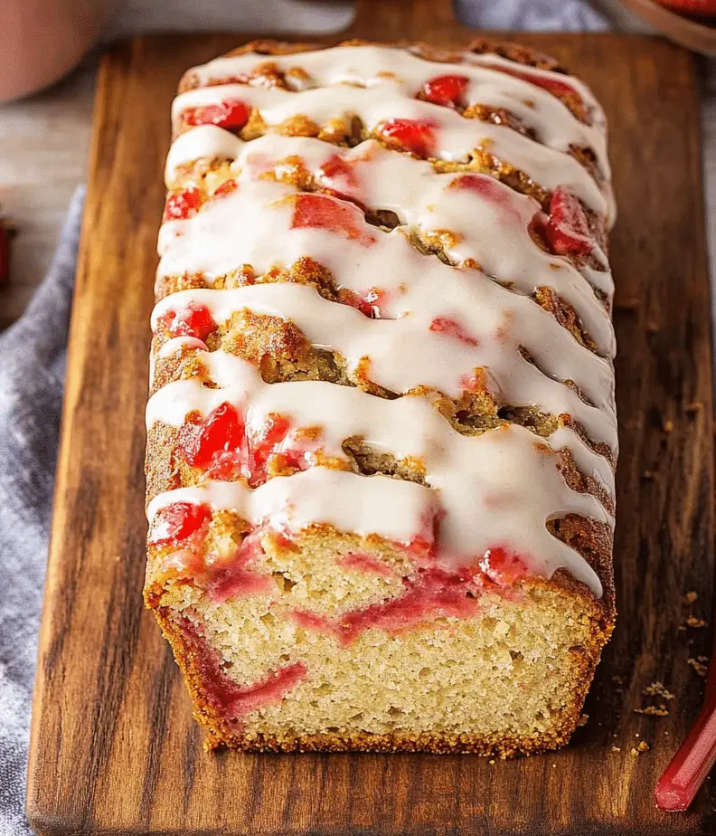 Glazed Strawberry Rhubarb Bread Recipe 3 Glazed Strawberry Rhubarb Bread Recipe
