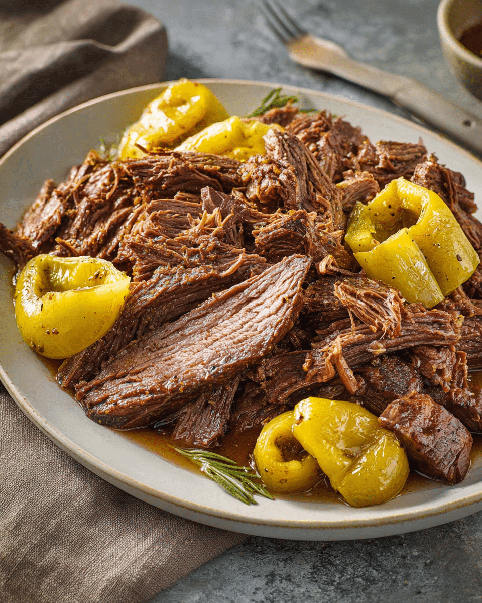 Slow Cooker Banana Pepper Roast Beef