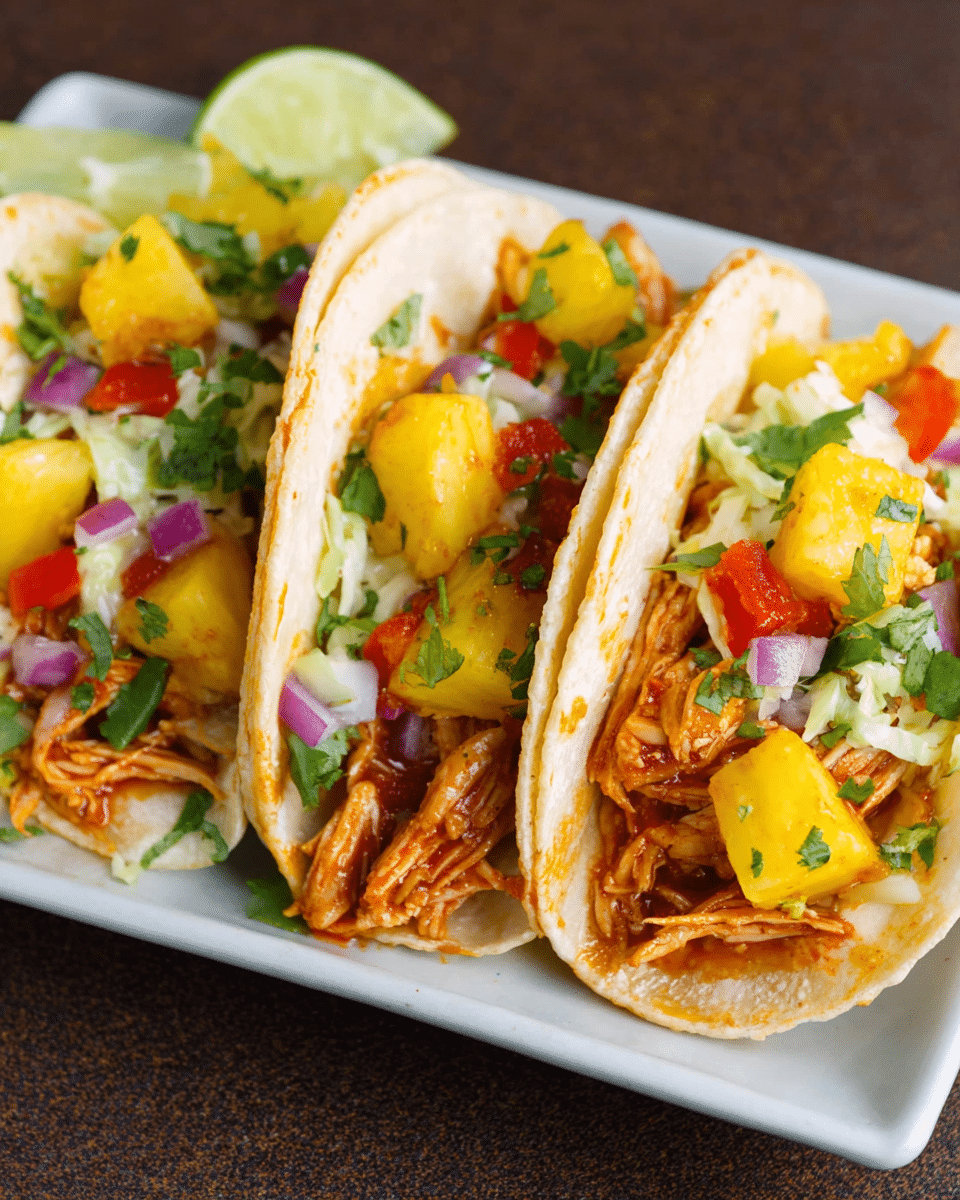 Hawaiian BBQ Chicken Tacos – Crockpot Chicken