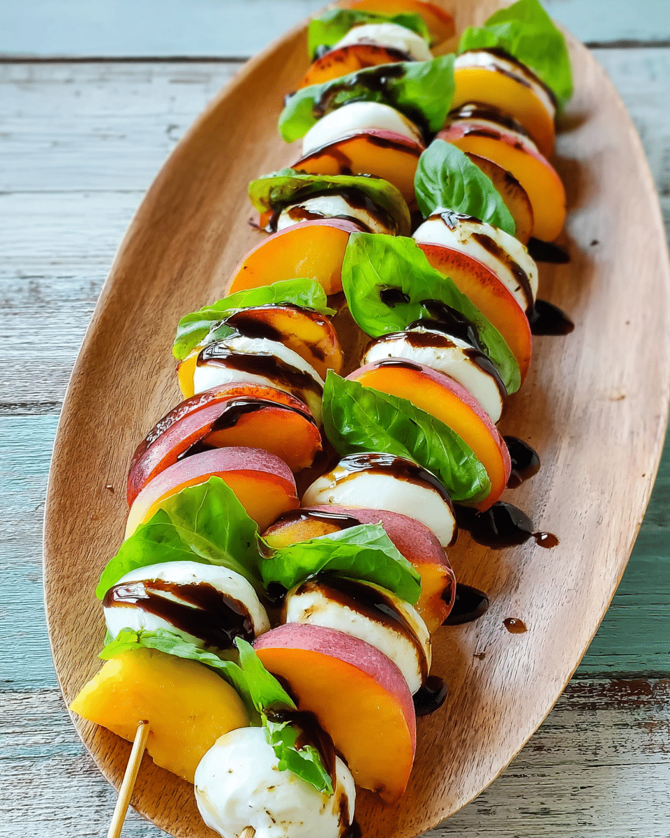 Fresh Peach Caprese Skewers
