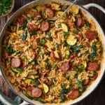 Kielbasa Orzo Skillet