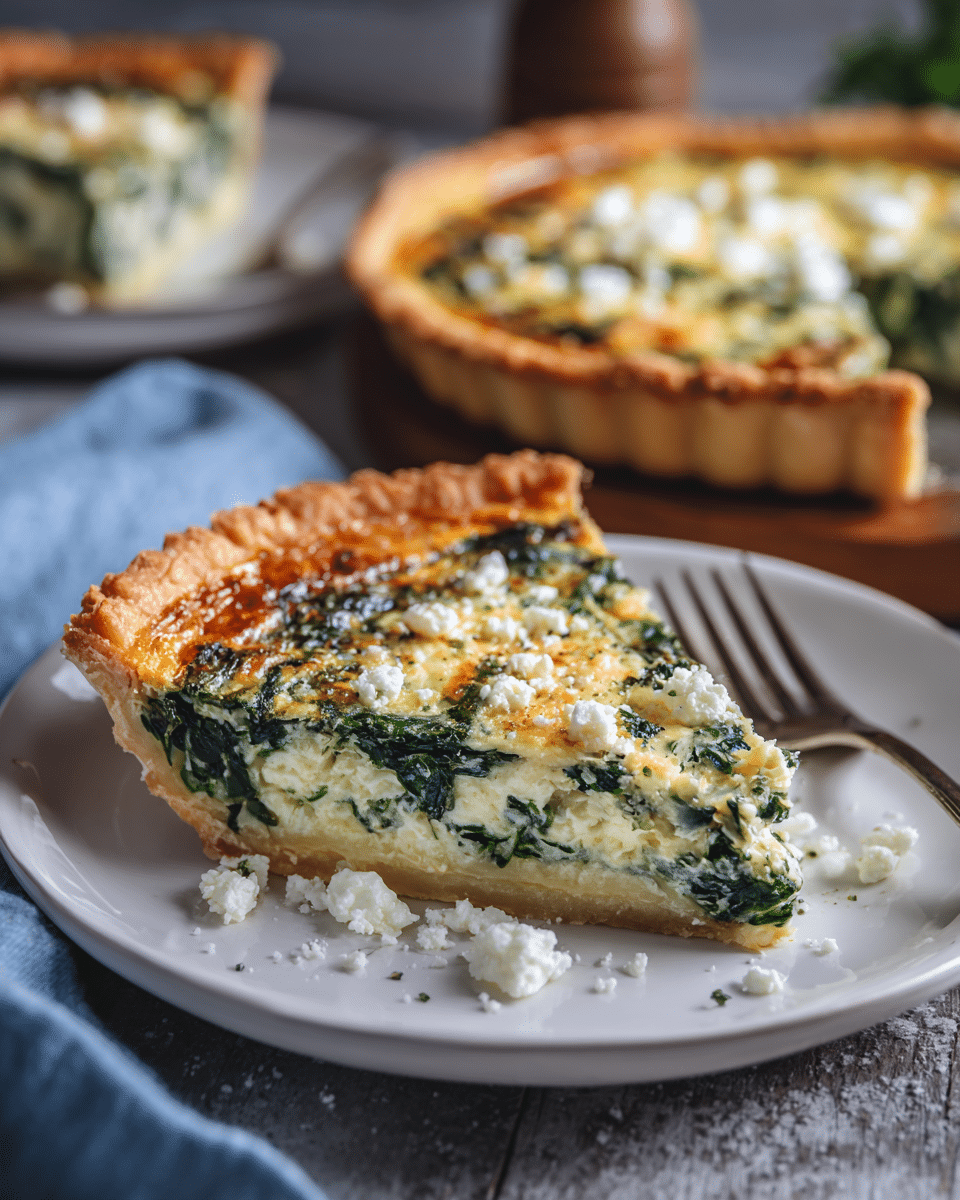 Creamy Spinach & Feta Quiche – Mediterranean-Inspired Delight