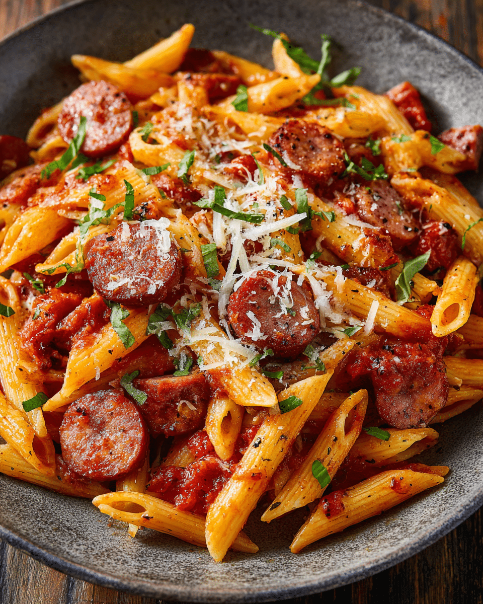 Kielbasa Penne in Tomato Sauce