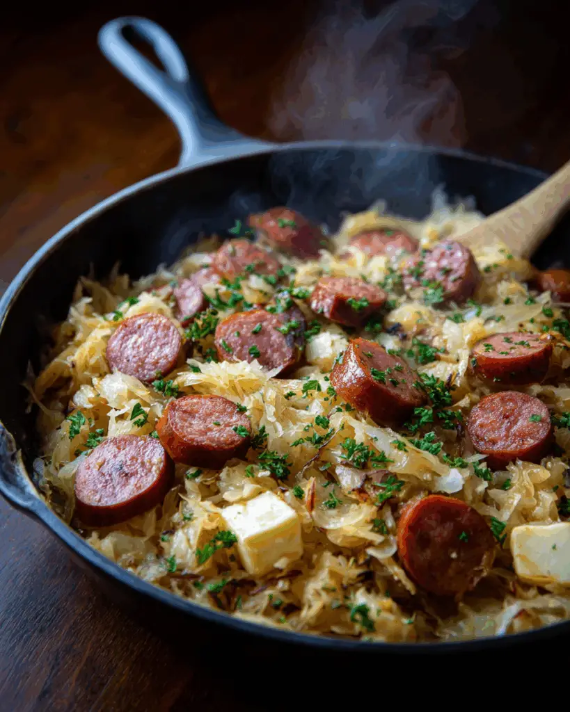 Kielbasa and Sauerkraut Skillet