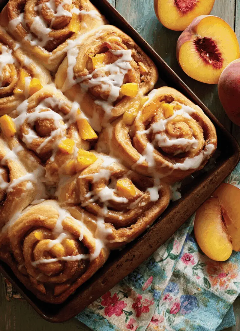 Peach Cinnamon Rolls – Sticky, Sweet, And Freshly Baked