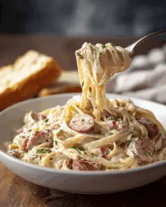 Easy Kielbasa Alfredo Pasta