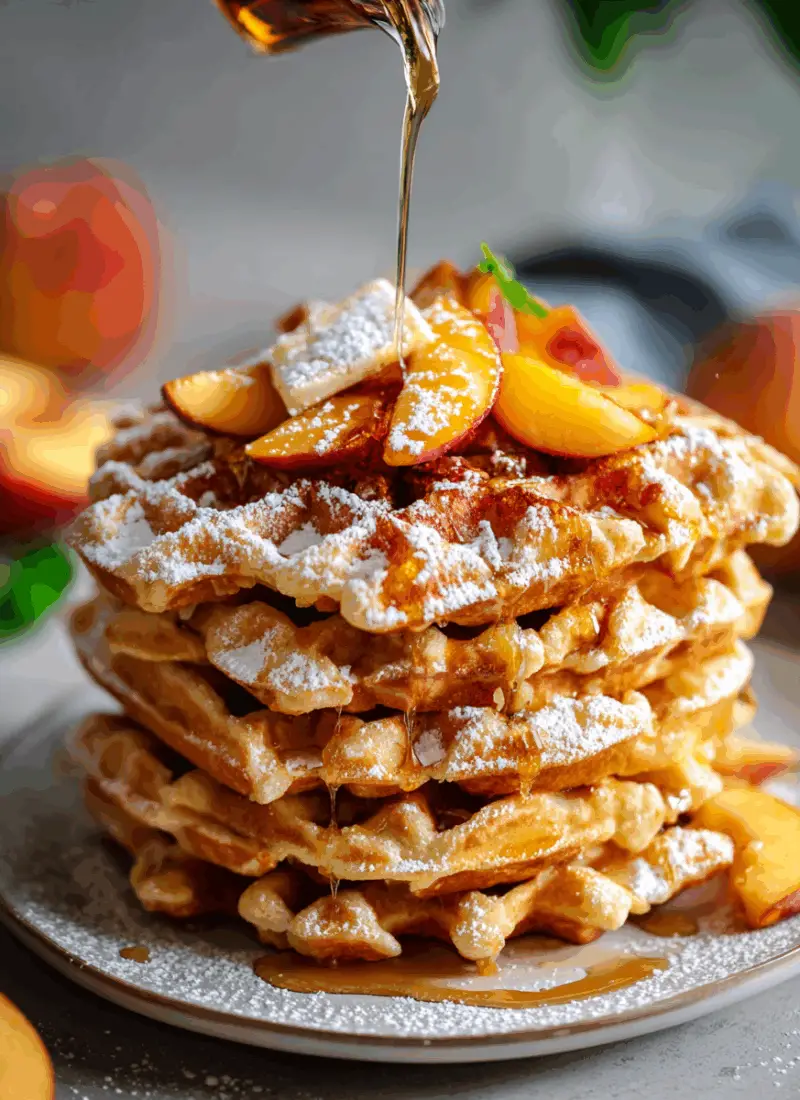 Summer Peach Waffles – Crispy Outside, Juicy Inside