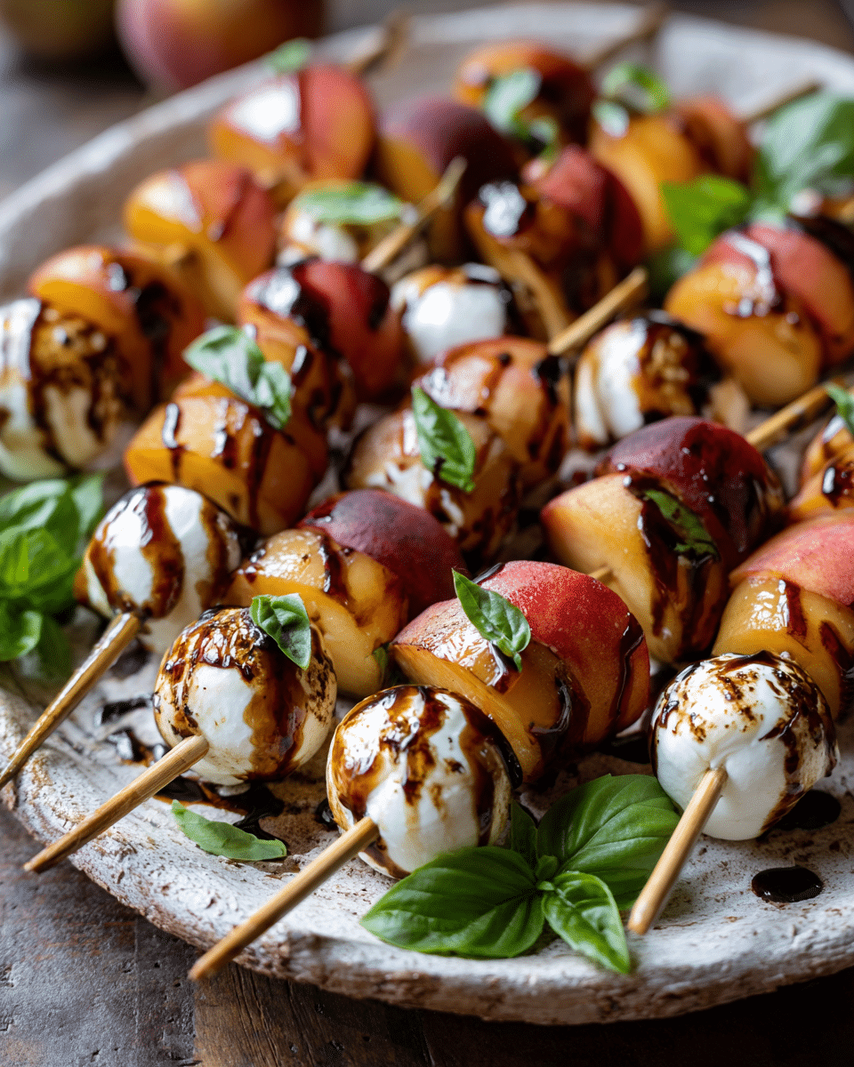 Easy Fresh Peach Caprese Skewers