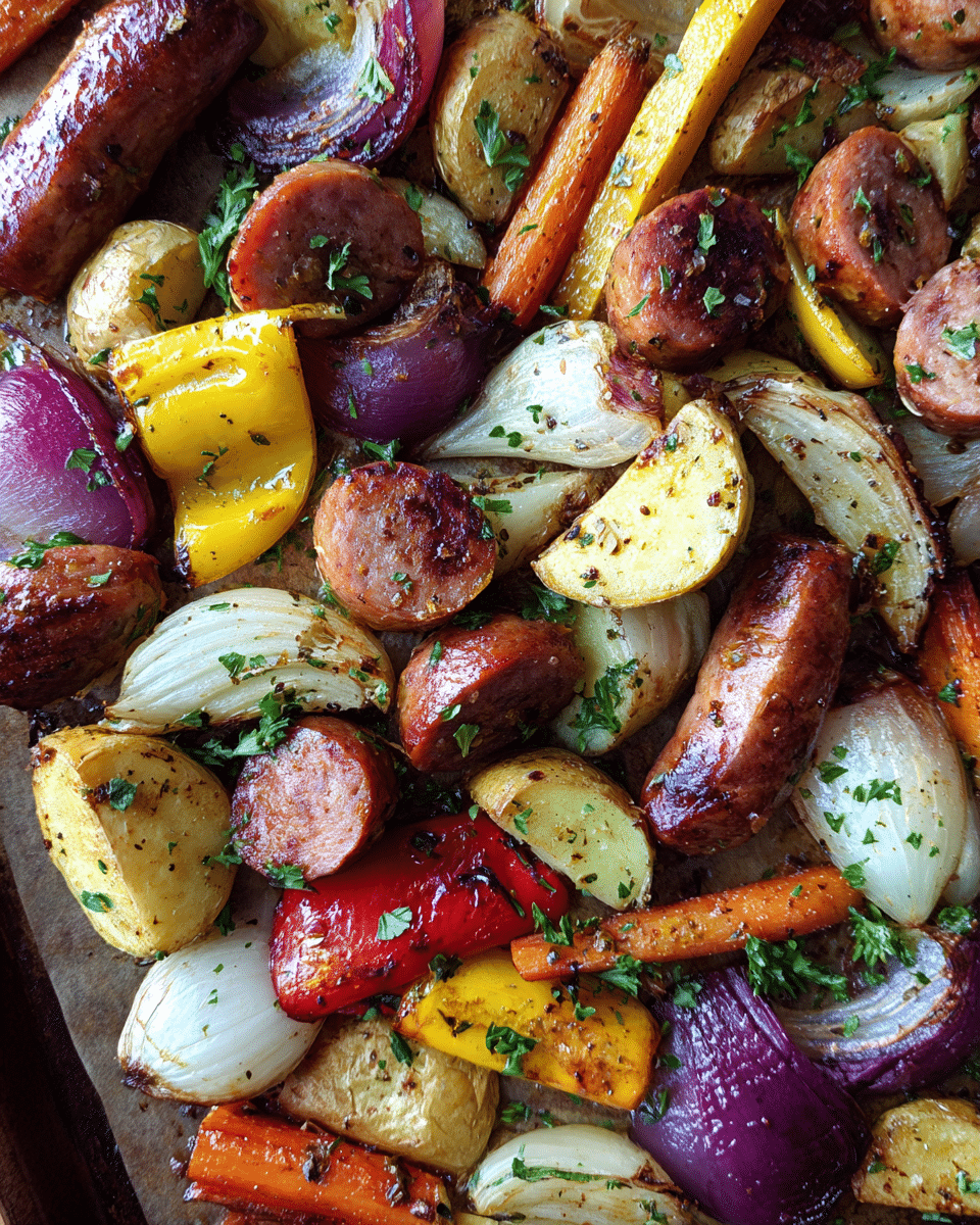 Roasted Kielbasa and Veggie Sheet Pan