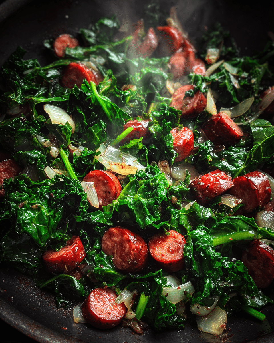 Kielbasa and Kale Skillet