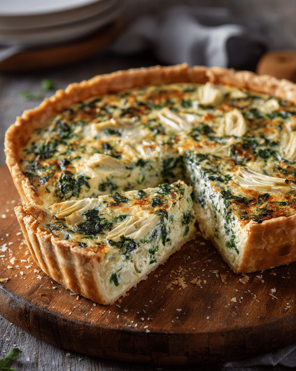 Artichoke Spinach Quiche – Creamy, Cheesy, and Gourmet