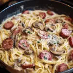Creamy Kielbasa Mushroom Pasta
