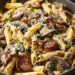 Easy Creamy Kielbasa Mushroom Pasta