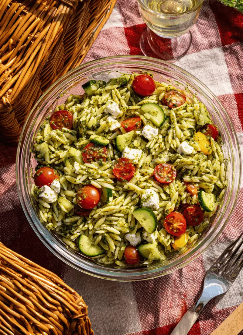 Vibrant and Herby Pesto Orzo Salad