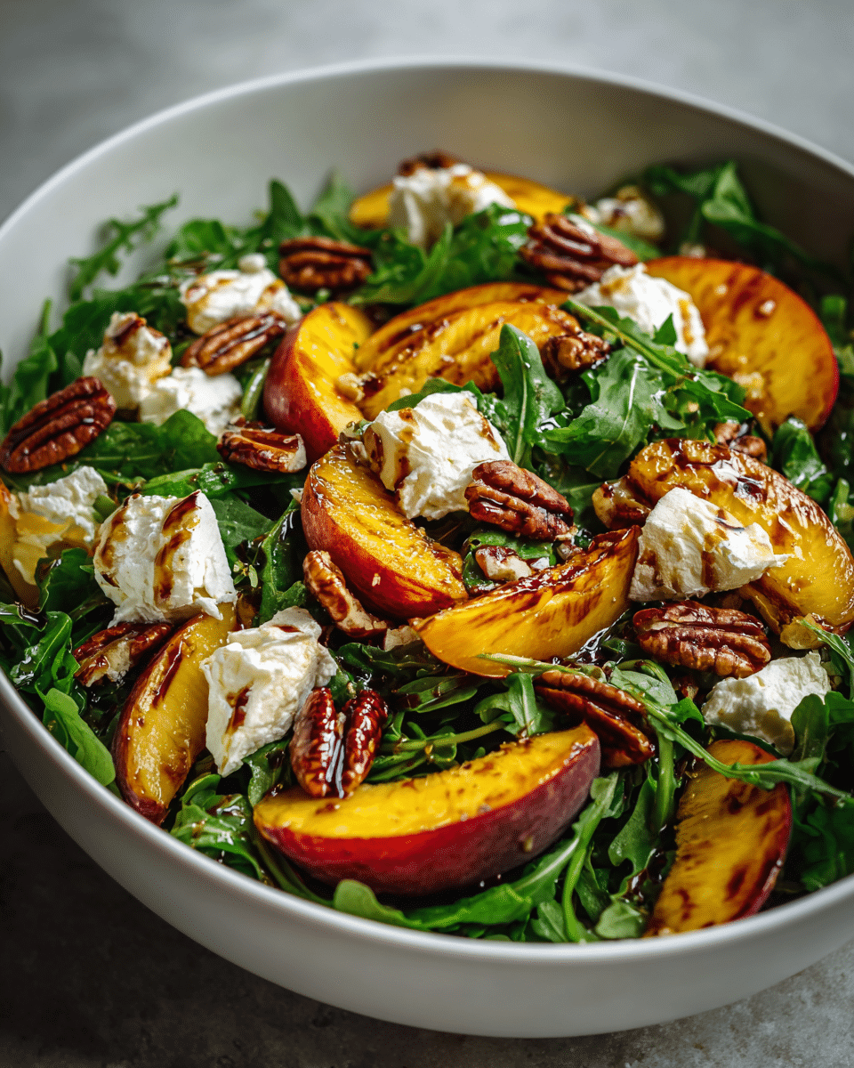 Easy Roasted Peach & Goat Cheese Salad
