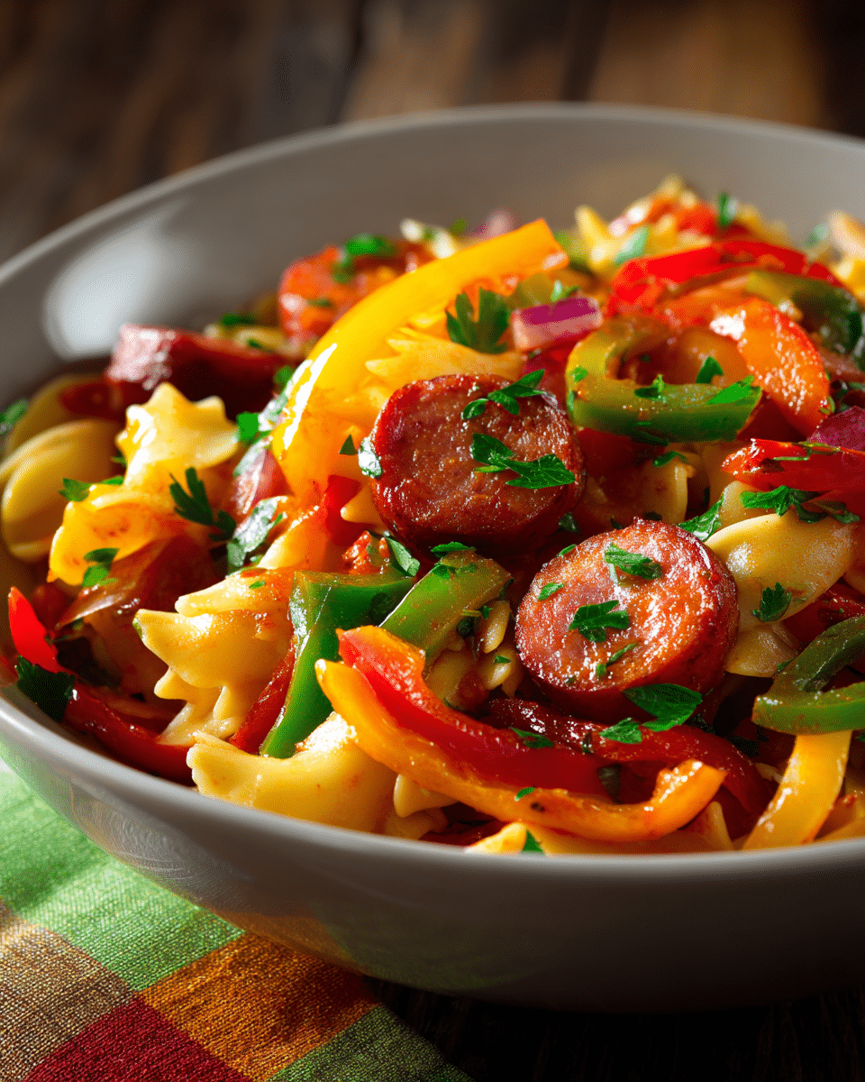 Kielbasa and Peppers Pasta