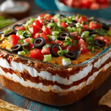 Football Food Seven-Layer Taco Dip – Bold, Layered & Game-Day Classic