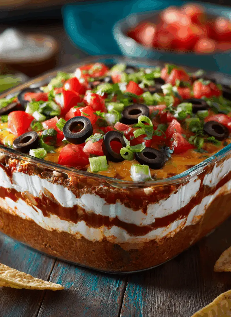 Football Food Seven-Layer Taco Dip – Bold, Layered & Game-Day Classic