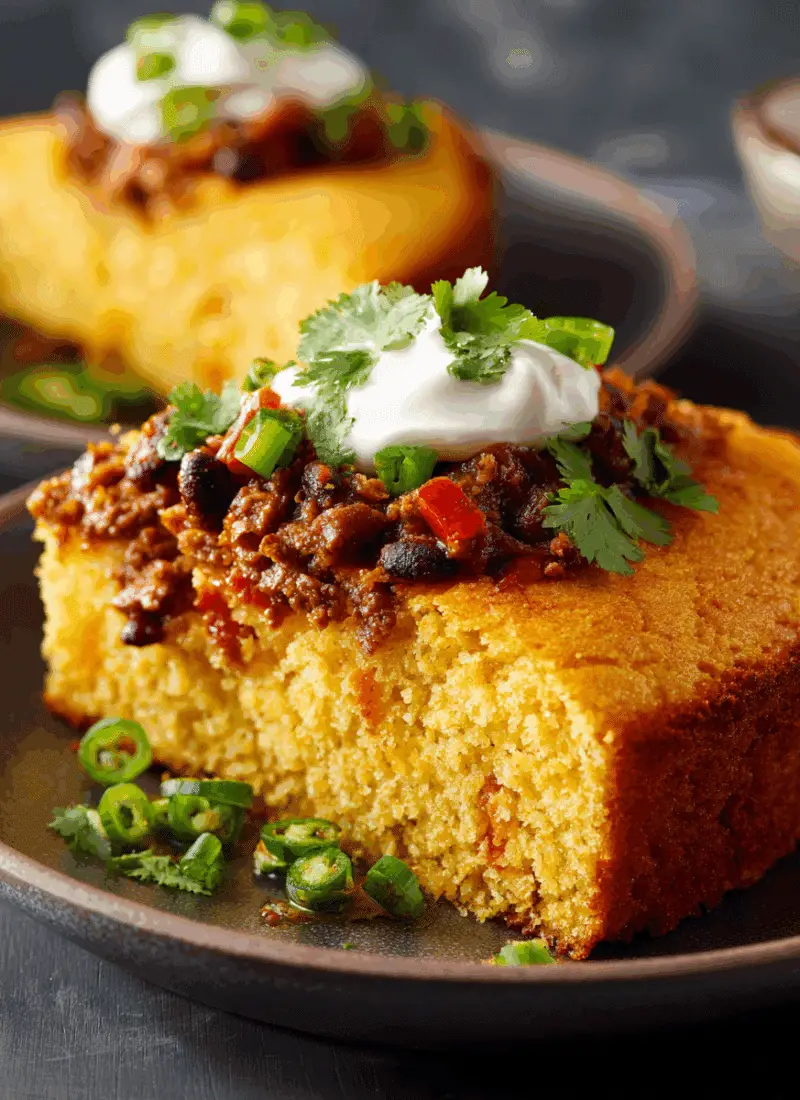 Chili-Stuffed Cornbread – Hearty, Cheesy Football Food