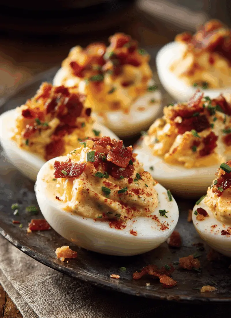 Football Food Bacon-Cheddar Deviled Eggs – Creamy, Savory & Bite-Sized