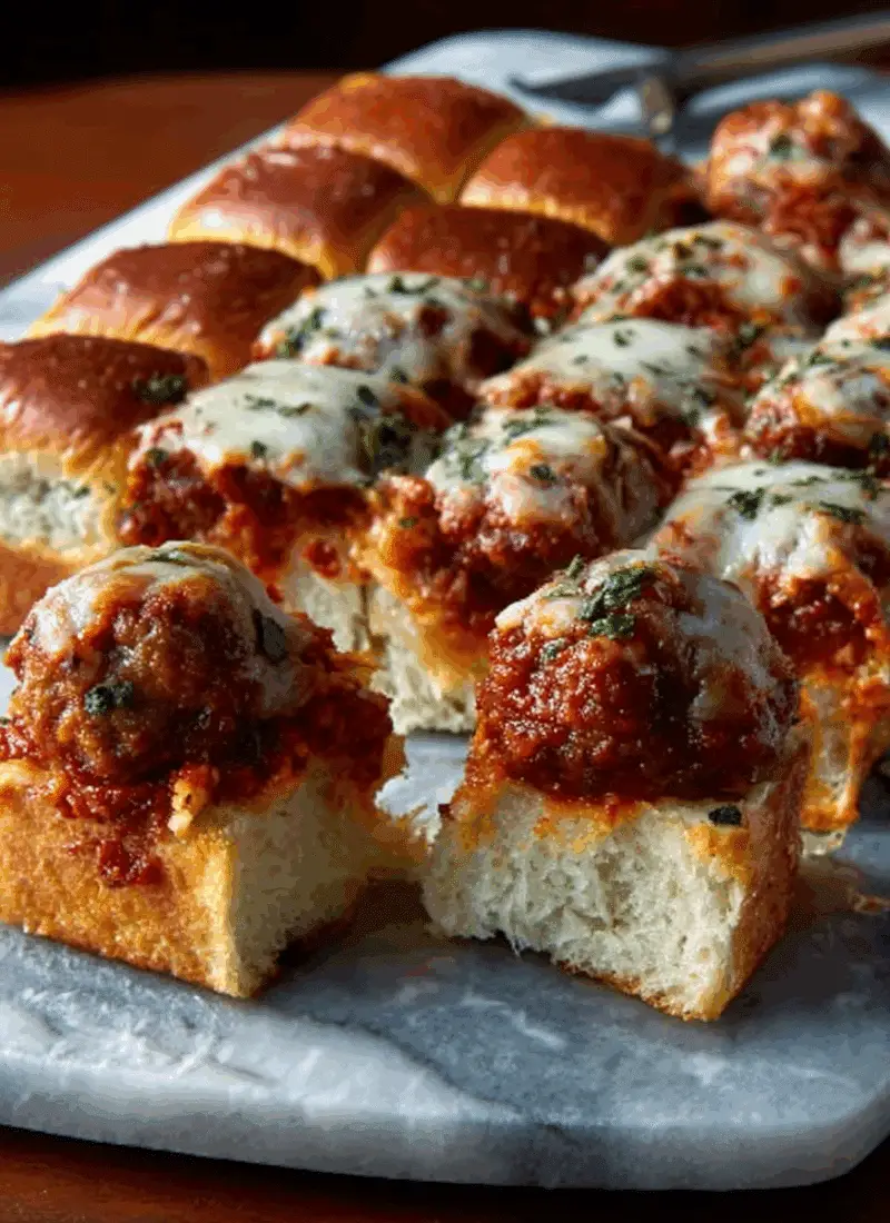 Meatball-Stuffed Garlic Bread Sliders – Cheesy, Messy, Delicious