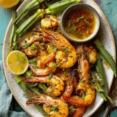 Labor Day Grilled Prawns with Okra – Coastal, Savory & Vibrant