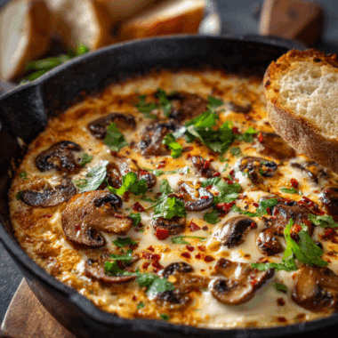 Football Food Queso Fundido with Mushrooms – Gooey, Earthy & Melted Perfection