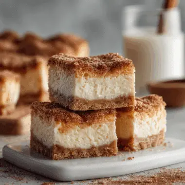 Churro Cheesecake Bars – Sweet, Crunchy & Crowd-Loving Dessert
